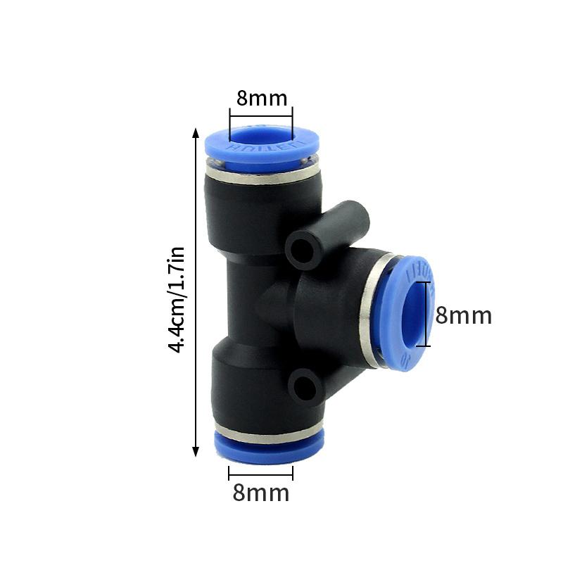 Pneumatic Pipe Quick Connector Air Tube Plastic T Type Tee Three-way Straight Push Lock Joint Hose Connector 4mm/6mm/8mm/10mm