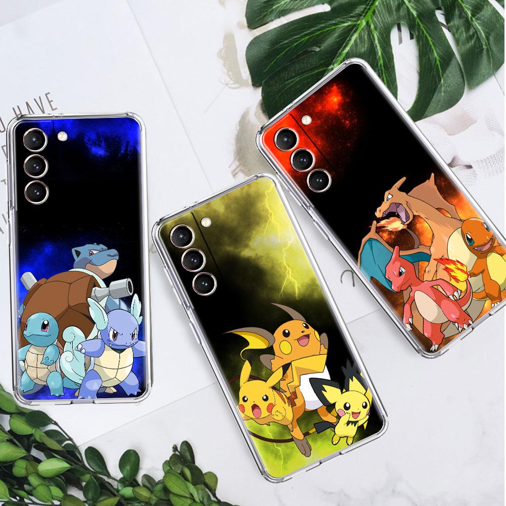 Clear Case For Samsung Galaxy S22 S20 FE S21 S10 S9 Plus Note 20 Ultra 10 Lite Transparent Phone Shell Pokemon Cute Pikachu