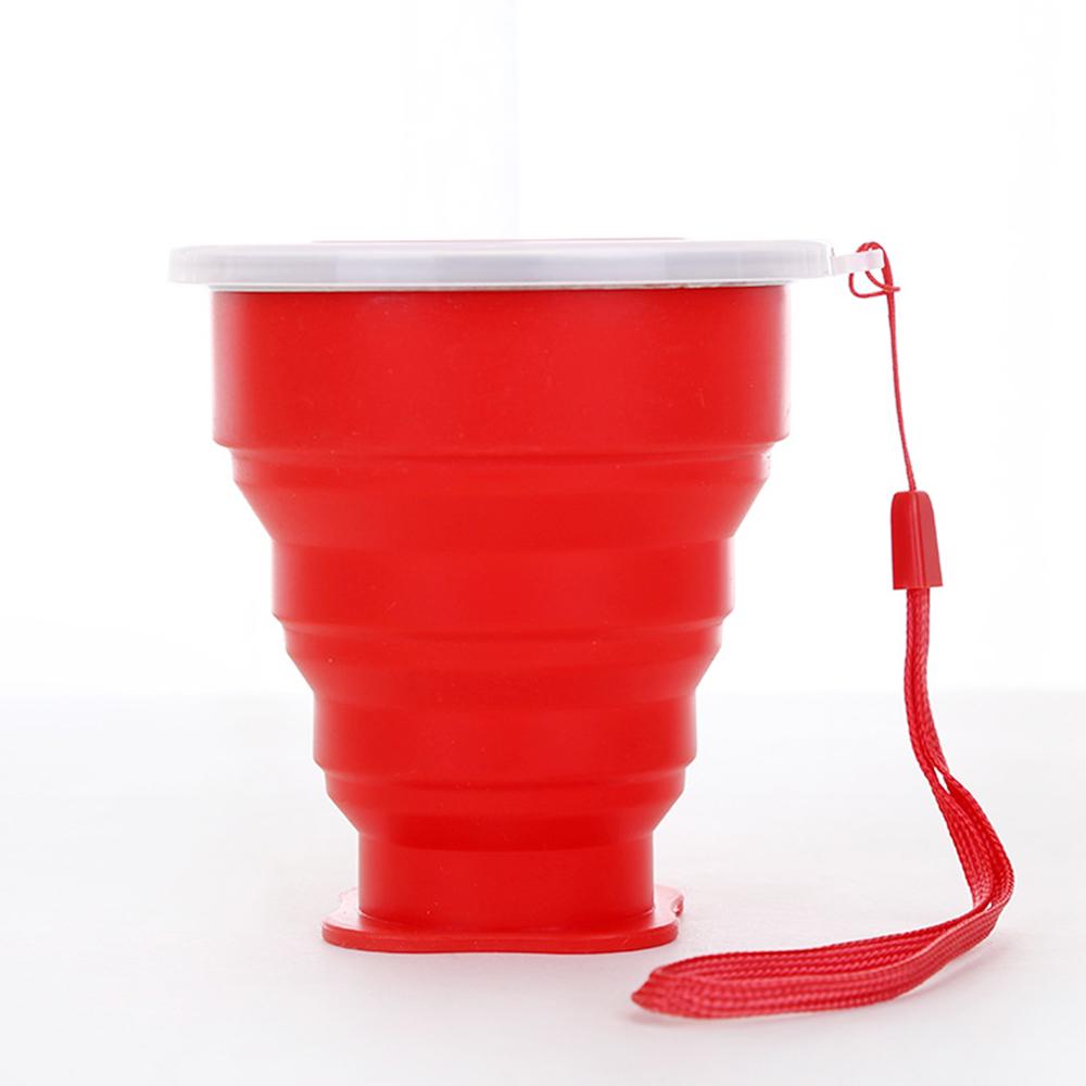 200ml Silicone Collapsible Cups for Camping Travel Small Portable Drinking Cup with Lids Reusable for Outdoor Hiking
