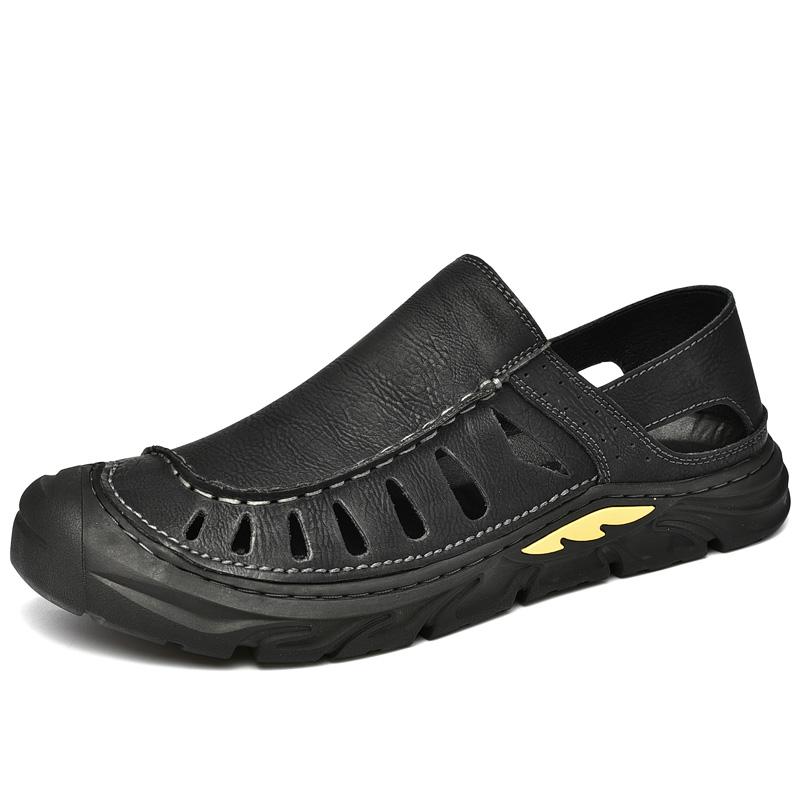 

Новые мужские ретро-сандалии, пляжная обувь, походная обувь для активного отдыха, мужская модная повседневная обувь, летняя обувь с выемками на толстой подошве 46 чёрный