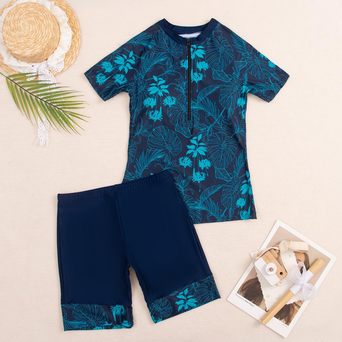 

Европейская и американская мода, бикини больших размеров - Свежий раздельный женский купальник S лист/синий