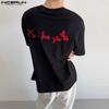INCERUN Plus Size Men Short Sleeve Print Casual Loose T-shirts Tops