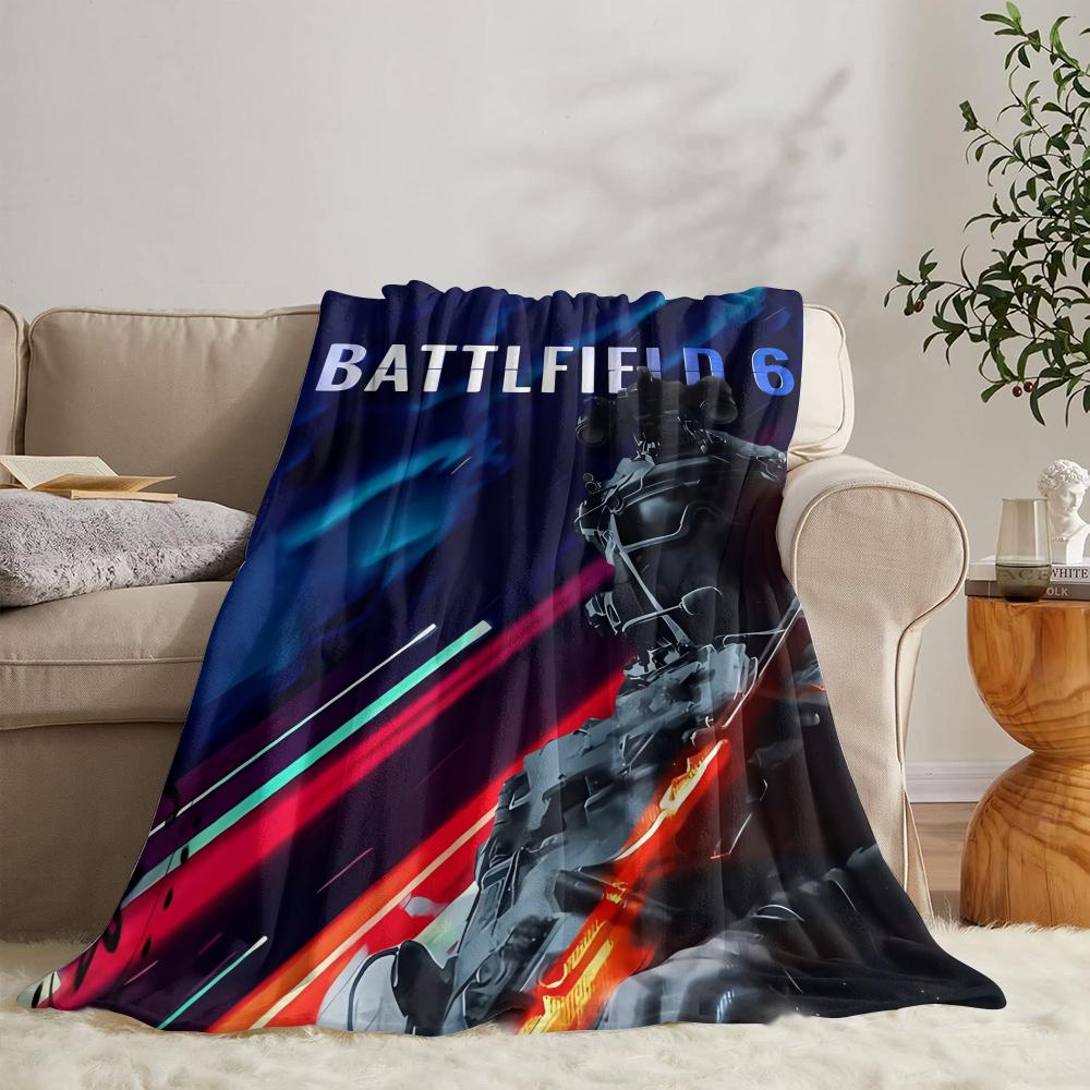 B-battlefield 6 Weiche Flanelldecke Sommerdecke Leichte Gemütliche Nickerchen-Decke für Sofa Bett Reise