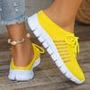 Summer Breathable Mesh Slippers for Women 2025 Lightweight Slip On Walking Shoes Woman Yellow Flat Bottom Non Slip Half Slippers