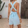 Spring and Summer New Style Striped Beachwear Sleeveless Tie-Dye One-Piece Jumpsuit V-Neck Backless One-Piece Jumpsuit