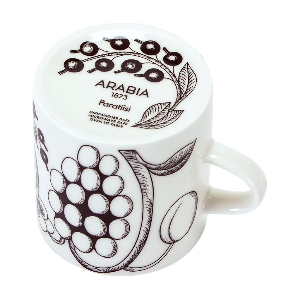 Arabia Paratiisi Black 1021003 6411801003055 Mug, & White, 240ml, Porcelain, Finnish, Nordic, Gift, /
