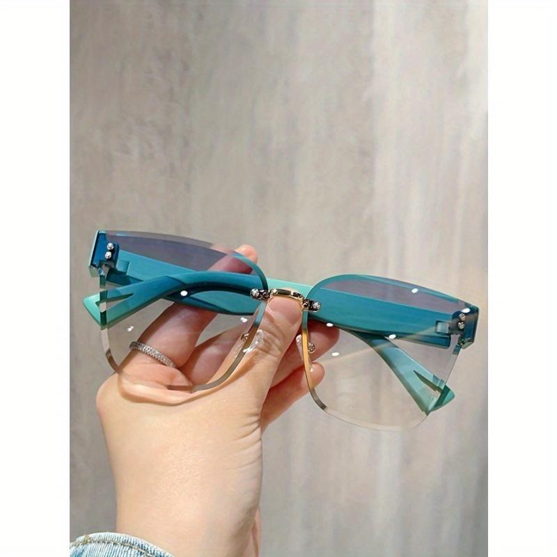 

Модные очки Y2K без оправы квадратной формы с градиентными линзами конфетных цветов для женщин, идеально подходят для вечеринок, пляжей и путешествий, солнцезащитные очки, пляжные аксессуары, пляж синий