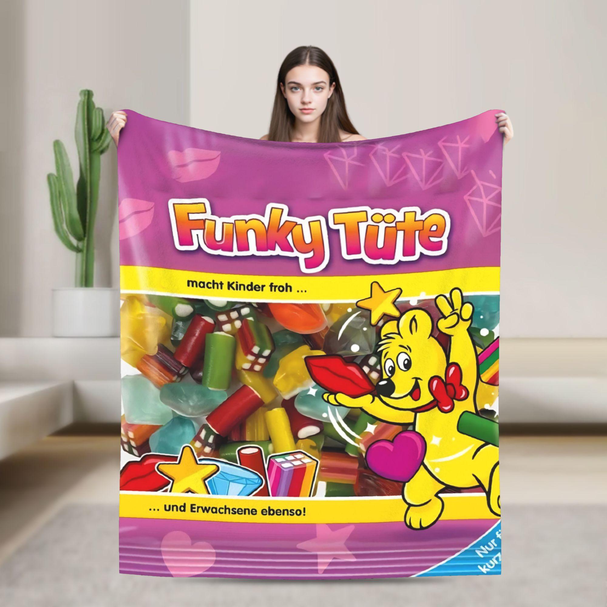 

Haribo Candy Flannel Blankets Super Soft Throw Blanket for Home Decor Airplane Travel Pattern Bedspread Sofa Bed Cover 80x60in