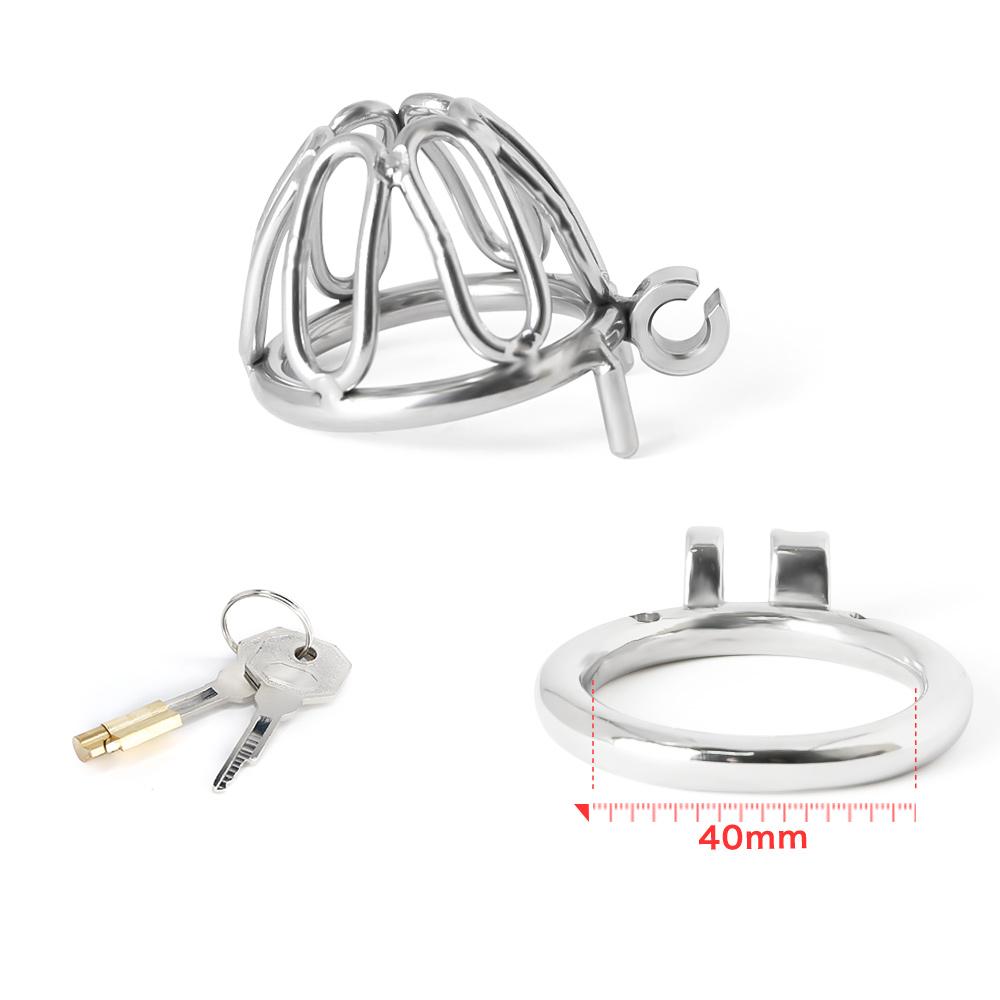 Small Metal Cock Cage Micro Stainless Steel Chastity Device Padlock Lockable Penis Ring Lock Sex Toy For Men BDSM Erotic Bondage