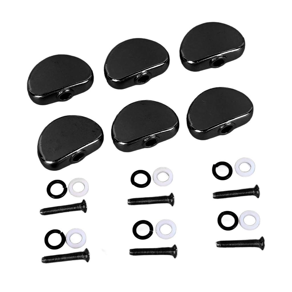 6Pcs Electric Guitar Tuning Peg Key Button Folk Guitar Tuning Peg Handle for Replacement Black