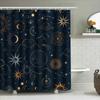Gothic Astral Shower Curtain with Golden Constellation Sun Moon Eye Design for Bathroom Decor Navy Blue White Sun Moon Bathroom