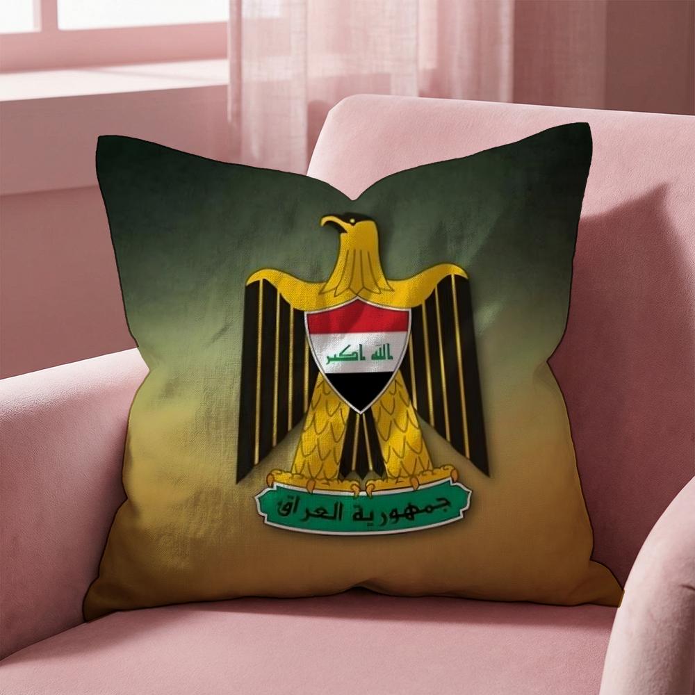 I-Iraqi Iraq National Flag Cushion Cover Multi-Scene Pillow Cover for Home & Car - Reversible, Soft & Durable for Daily Use