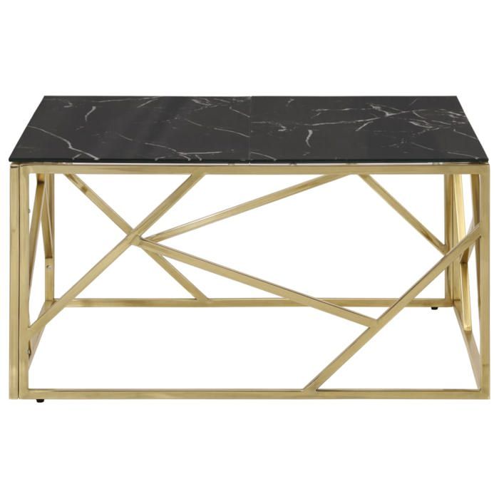 VidaXL Coffee Table Golden Stainless Steel and Tempered Glass 349948