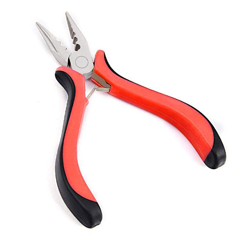 Clește pentru extensii de păr cu micro găuri cu 3 găuri pentru extensii de păr micro nano-ring și pentru îndepărtarea părului Clește de înaltă calitate (1 buc Roșu)