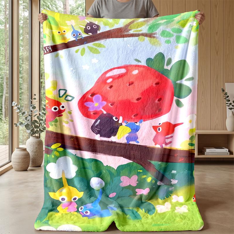 Soft Flannel Blanket Lightweight Cozy Bedroom Living Room CoverPikmin