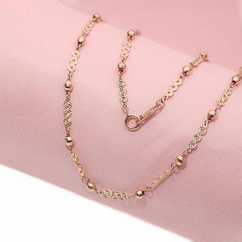 Rose Gold Plated Purple Gold Bead Necklace Trend Set Chain Fashion Color Gold Collarbone Chain Women