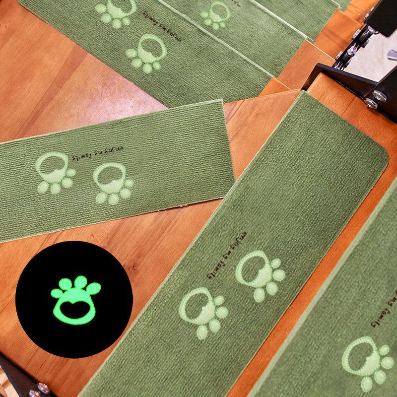 Luminous Self-Adhesive Stair Tread Mats - Splicable, Glue-Free, Solid Wood Protection Carpets