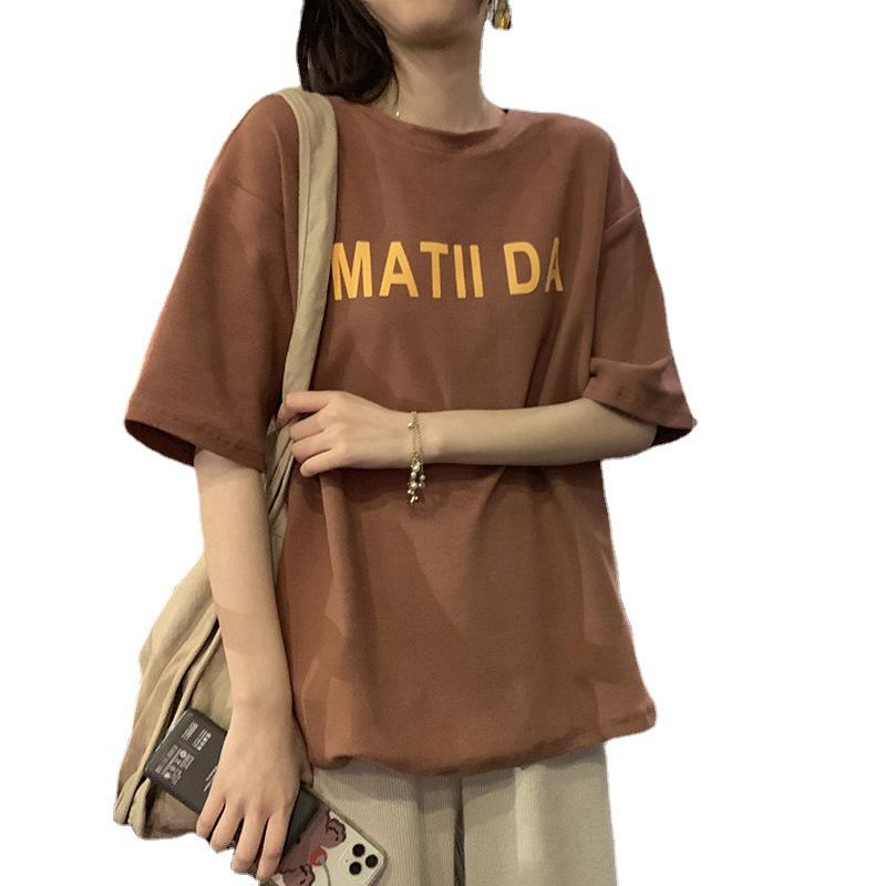 Summer Korean Women's New Letter Short-sleeved T-shirt for Women Loose Student Base Shirt Top