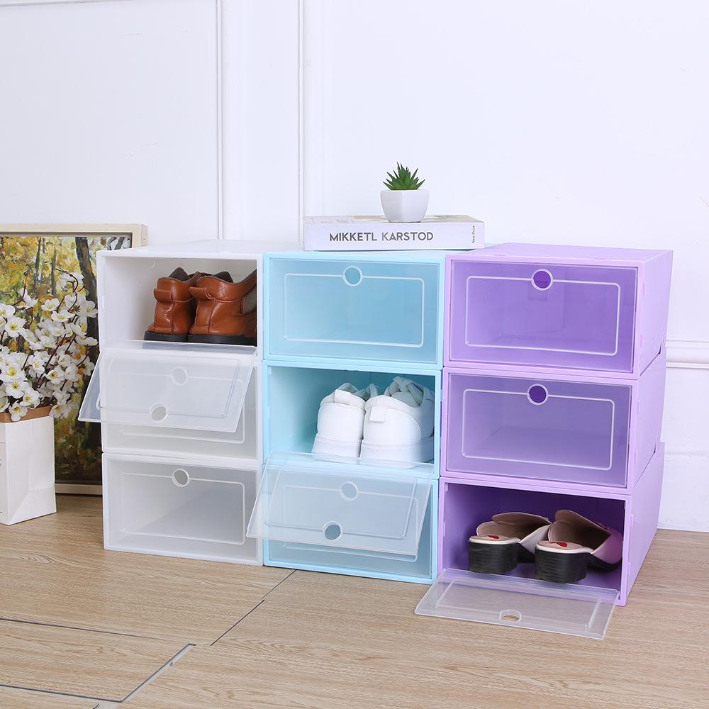 Buy 1x Foldable Clear Shoes Storage Box Plastic Stackable Shoe Organizer at affordable prices