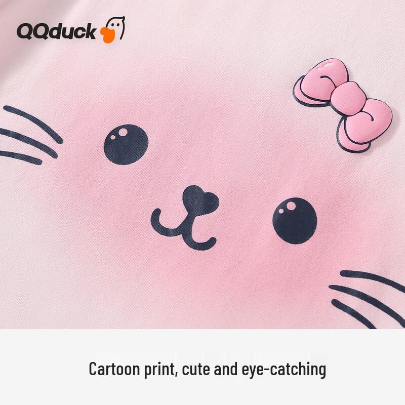 QQ DUCK Girls' Cat Graphic Long Sleeve T-Shirt