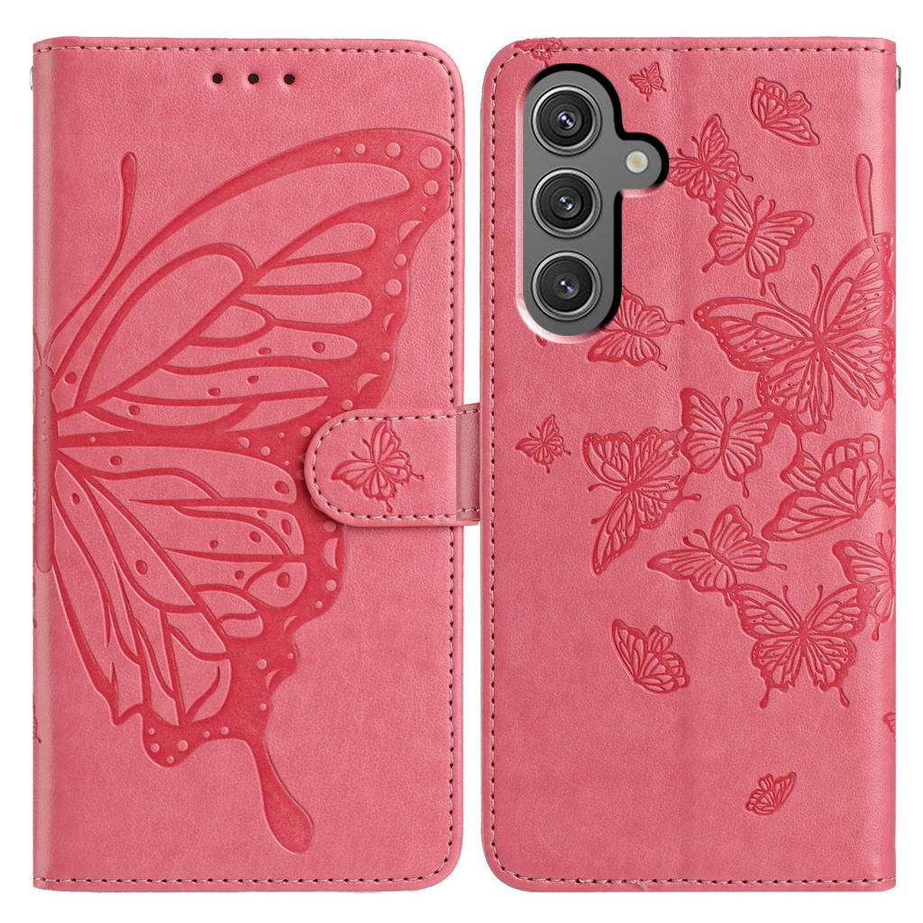 For Samsung Galaxy A35 5G Case Butterfly Imprinted Wallet Stand PU Leather Flip Phone Cover with Strap