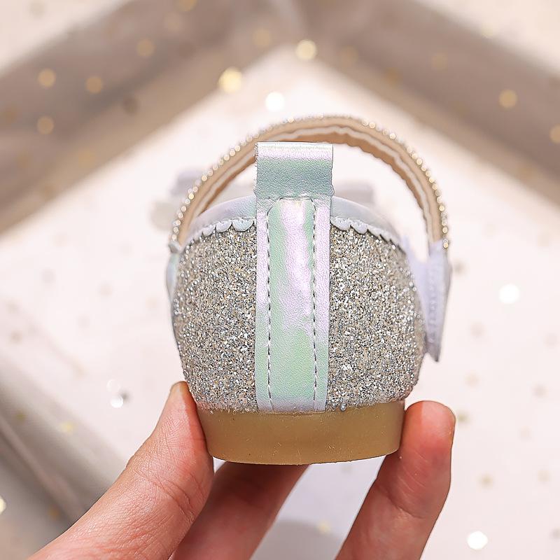 Dívčí princeznovské boty s křišťálovou mašlí - Léto 2025 Měkká podrážka Balerínky s kamínky