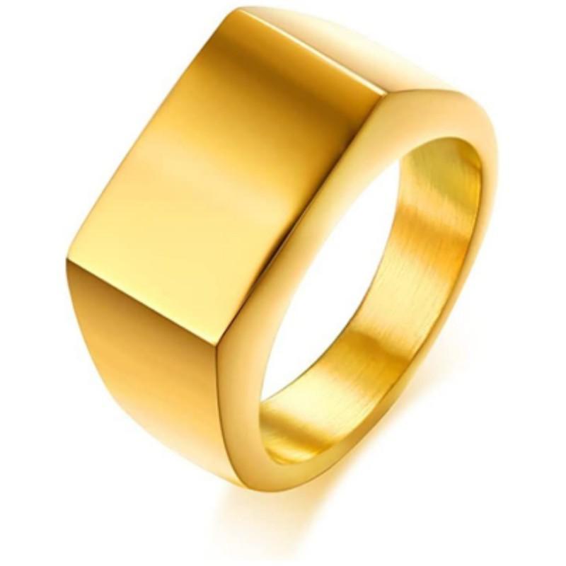 Rectangle Smooth Plain Simple Casting Ring Retro Personalized Men'S Accessories