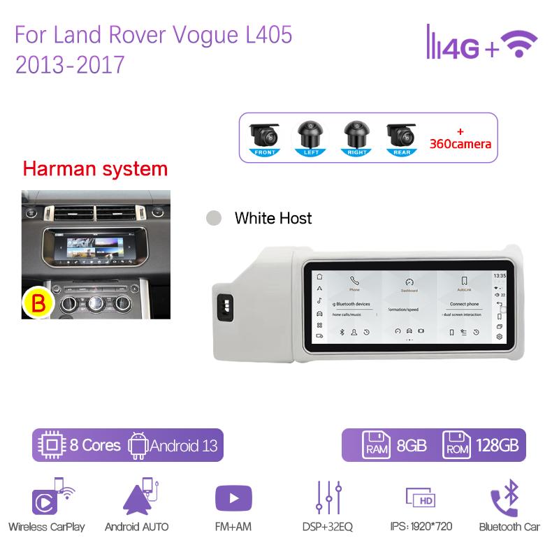 12.3" Car Multimedia Player For Land Rover Vogue L405 2013-2017 GPS Navigation Radio Android13 8+128G CarPlay 4G Host 360Camera