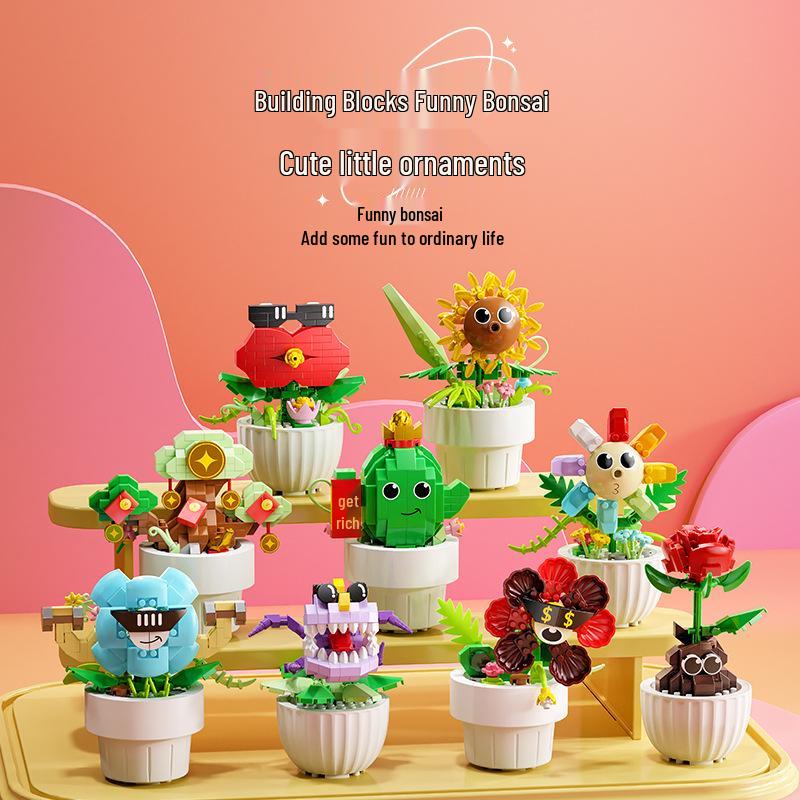

Funny Potted Flower Building Blocks - Cute Plant Ornaments Compatible with LEGO, Perfect for Gifts