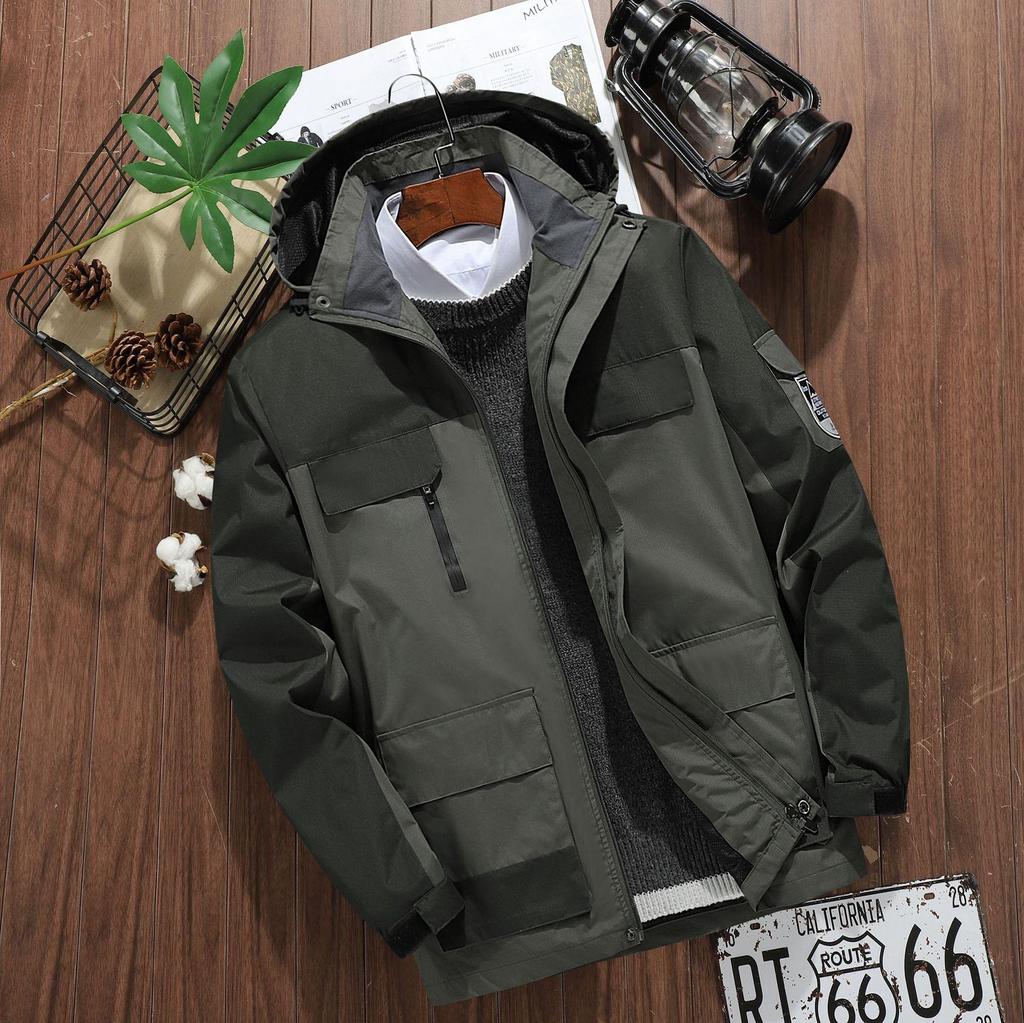 Giacca Antivento da Uomo  Alta Qualità  Uomo  Multitasche  Antivento  Giacca con Cappuccio  Primavera Autunno  6 Colori  Taglie Forti  L-8XL