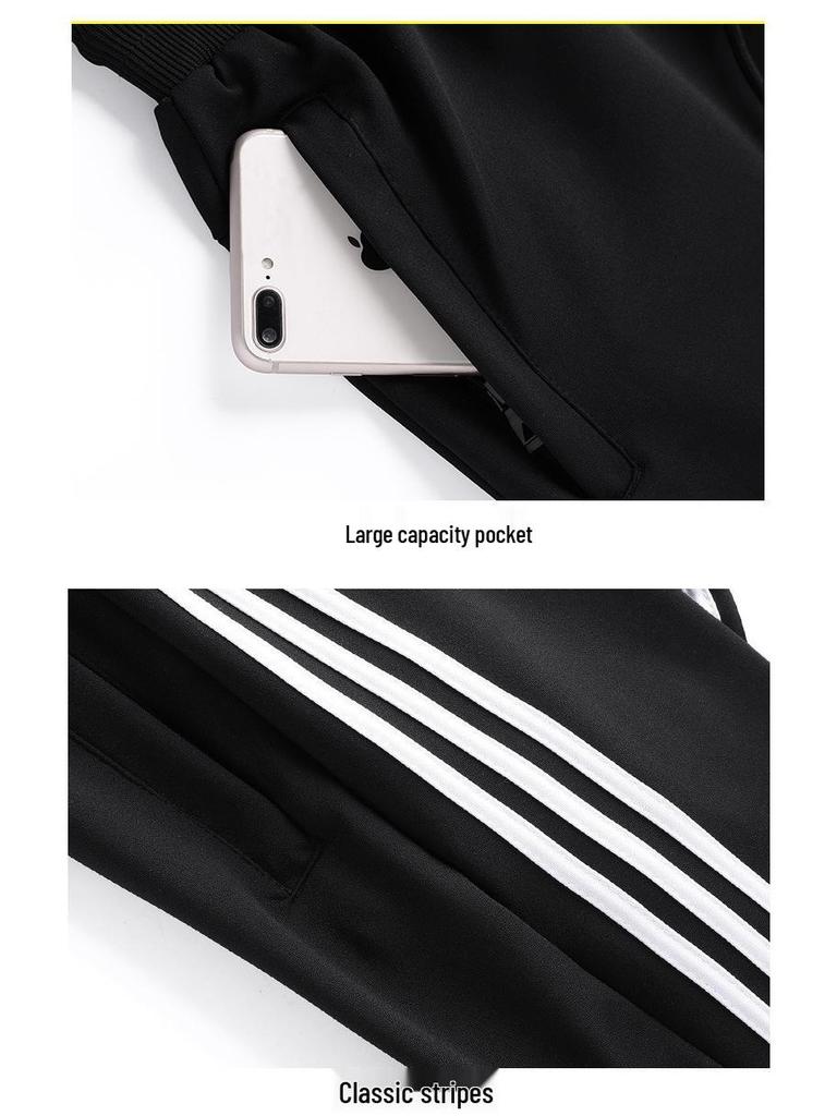 Herrar Tre-Rands Hoodies Träningsset - Casual Mode Sportkläder med Jackstil 105