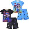 Cartoon Digital Printing, Middle-Aged And Older Children'S Men'S Loungewear Short-Sleeved Crew Neck Suit