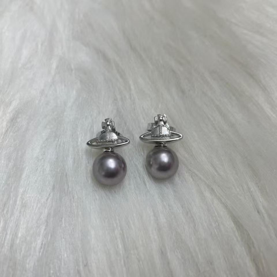 Vivienne Westwood Zwei-Wege Abnehmbare Saturn Perlenohrringe - Damen Leichter Luxus Mehrschichtige Mode Stecker