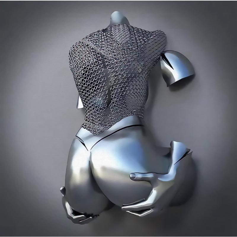 Zlatá kovová figúrka socha objíma umelecký plagát, bytová dekorácia s vysokým rozlíšením, maľba na sprej, bezrámové plátno, maľba na jadro