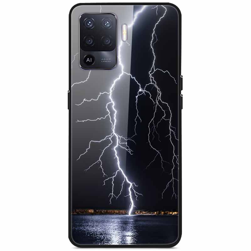 Tempered Glass Case For Oppo Reno5 Lite Hard Back Cover for Oppo Reno 5 Lite Luxury Painted Reno5Lite Funda 6.43'' Shockproof