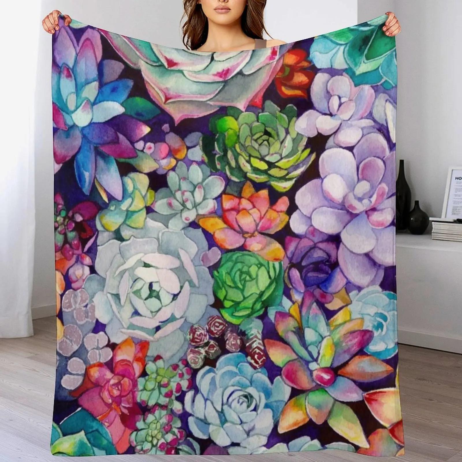 Succulent Garden Throw Blanket Elegant Warm Throw Blanket for Hotel Home 102x76cm(40x30in)