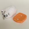 Sushi Zoo - Sushizoo Polar Bear Sushirokuma Plush Mascot Keychain, Sushi & Animal Mix, Sleepy Face, Detachable Salmon Topping, Fluffy, Palm-Sized