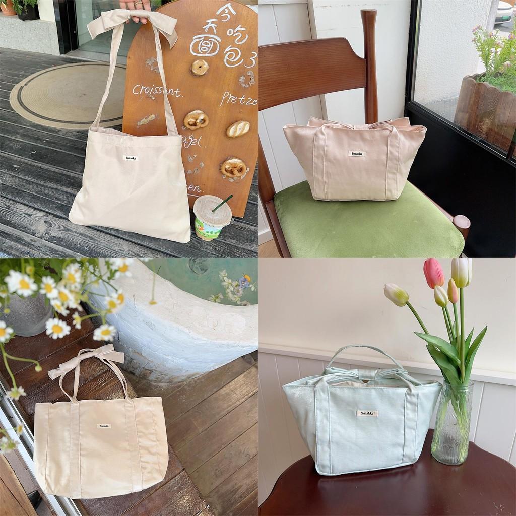 Trendy Soft Tote Bag With Bow For Women 2024 Everyday Use Pink Green Beige