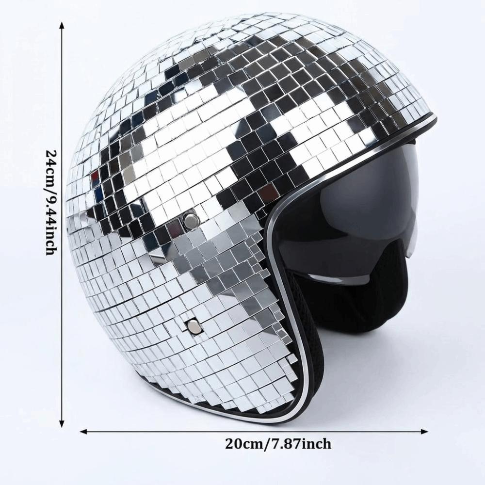 Stunning Light Effects Glitter Mirror Helmet Retractable Flip Visor Helmet  Music Festivals