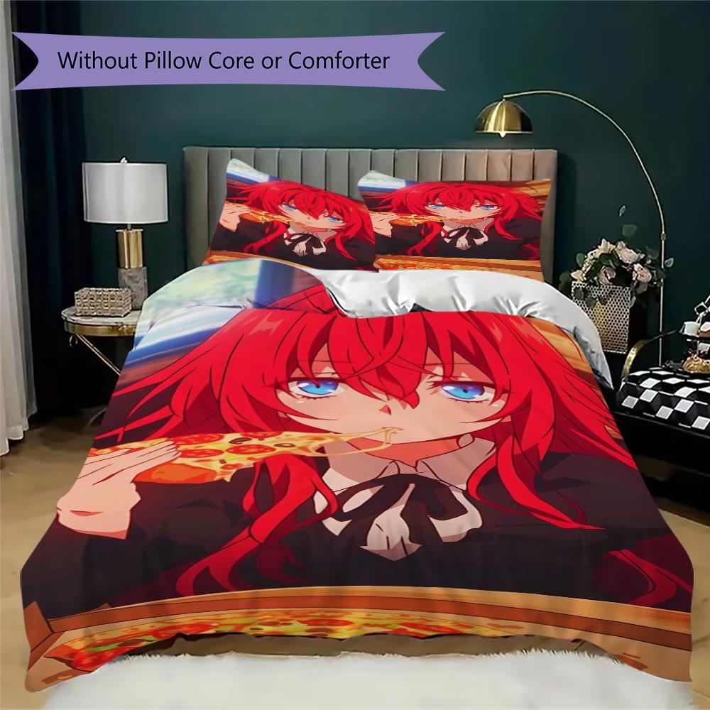High School DxD Pattern Bedding Uilt Set Uilt Cover Pillowcase Home Decoration Birthday Gift (1 * Duvet Cover + 2 * Pillowcase Without Core)
