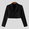 INCERUN Men Lapel Neck Long Sleeve One Button Flowers Texture Cropped Blazer Coats
