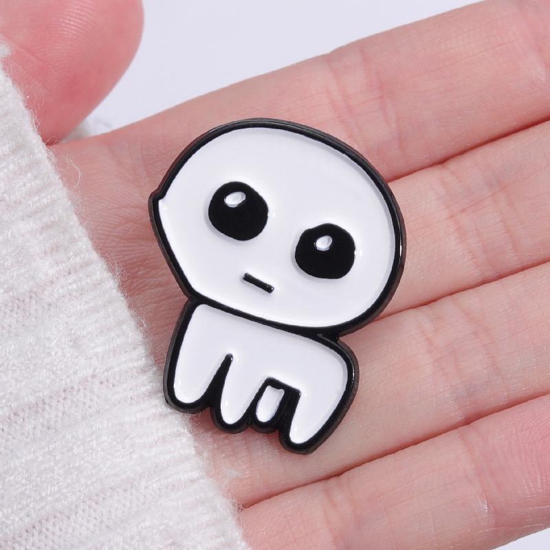 White Ghost Whimsical Badge Brooch With Cool Cartoon Design Ideal For Halloween And Casual Outfits