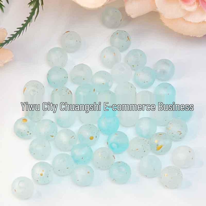 Gold-Sprinkled 8mm Round Beads for DIY Hairpin Flower Accessories