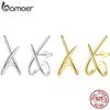 BAMOER 925 Sterling Silber X Ohrstecker für Damen 18K Vergoldet Hypoallergen Ohrringe Schicker Schmuck Geschenk für den täglichen Gebrauch