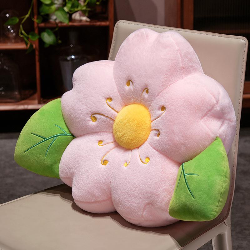 Cherry Blossom Flower Backrest Pillow - Ice Silk Decor Cushion for Sofa or Bay Window, Summer Girlish Design.