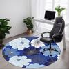 1pc Floral Blue Office Round Area Rug,  Mat Suitable For Office, Under Office Chairs Bedroom Living Room Home Decor, Room Deco