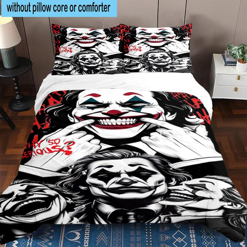 3PCS Cool clown Pattern 3pcs Bedding,Including 3PCS Duvet Cover And 2pcs Pillowcases Perfect for Christmas,Ideal for Bedroom, Dormitory