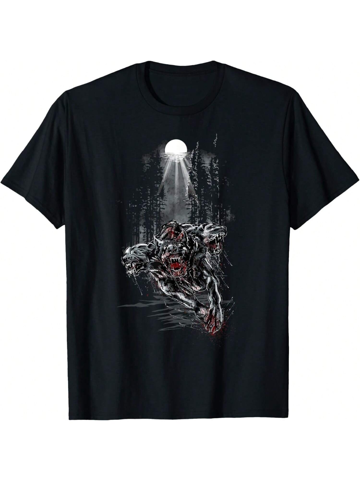 3-Headed Dog Cerberus In Moonlight T-Shirt S разноцветный