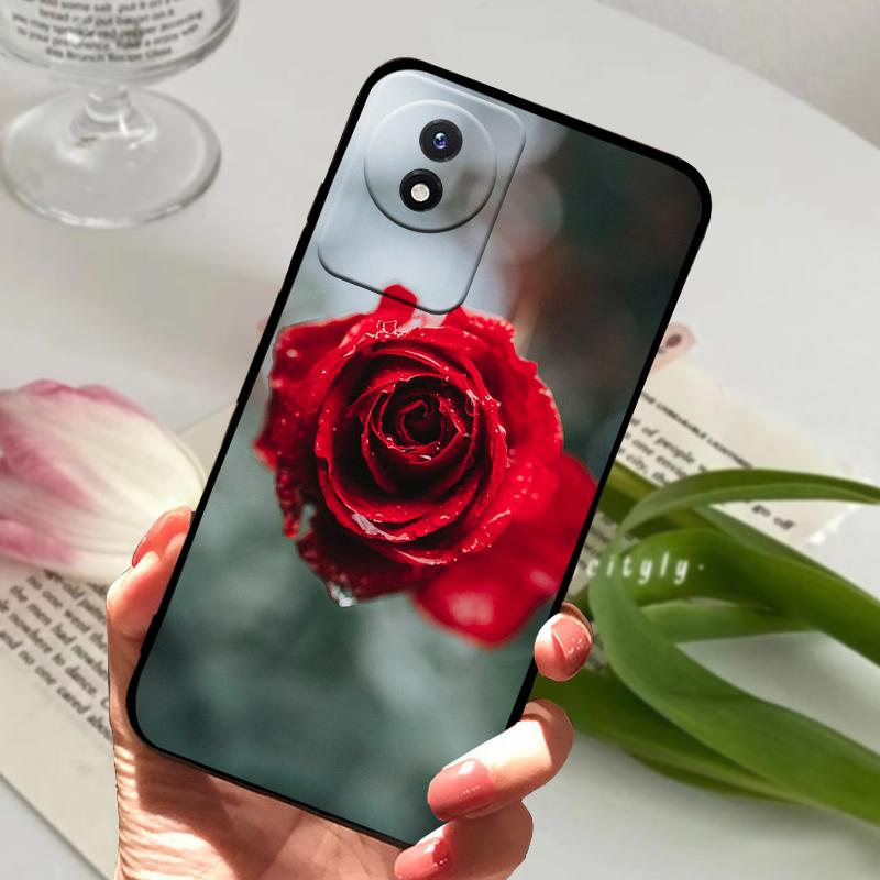 Phone Case For Vivo Y02 4G Coque Y02A Y02t Cute Lion Animals Black Soft Silicone TPU Phone Cover For VIVO Y11 2023 4G Bumper