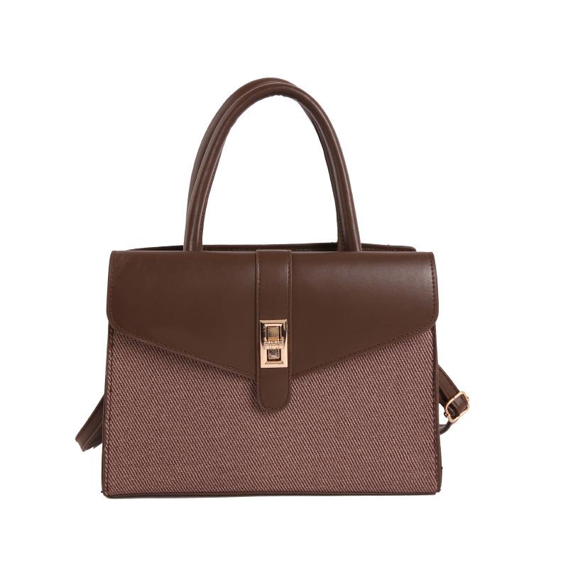 Summer Trendy Casual High-End Texture Contrast Splicing Small Square Bag Fashion Trendy Hand-to-Shoulder Crossbody Bag